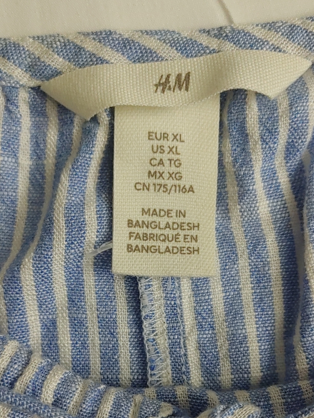 H&M Blue and White Striped Spaghetti Adjustable Strap Camisole Loose-Fit Top XL - Picture 2 of 7